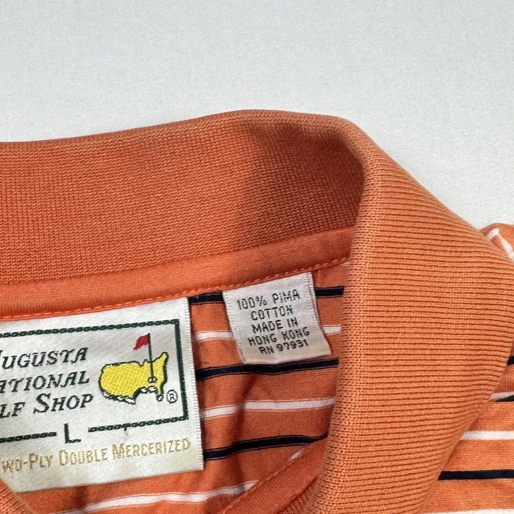 Masters Augusta National Golf Shop Polo Shirt Mens Large Orange Striped - Picture 6 of 11
